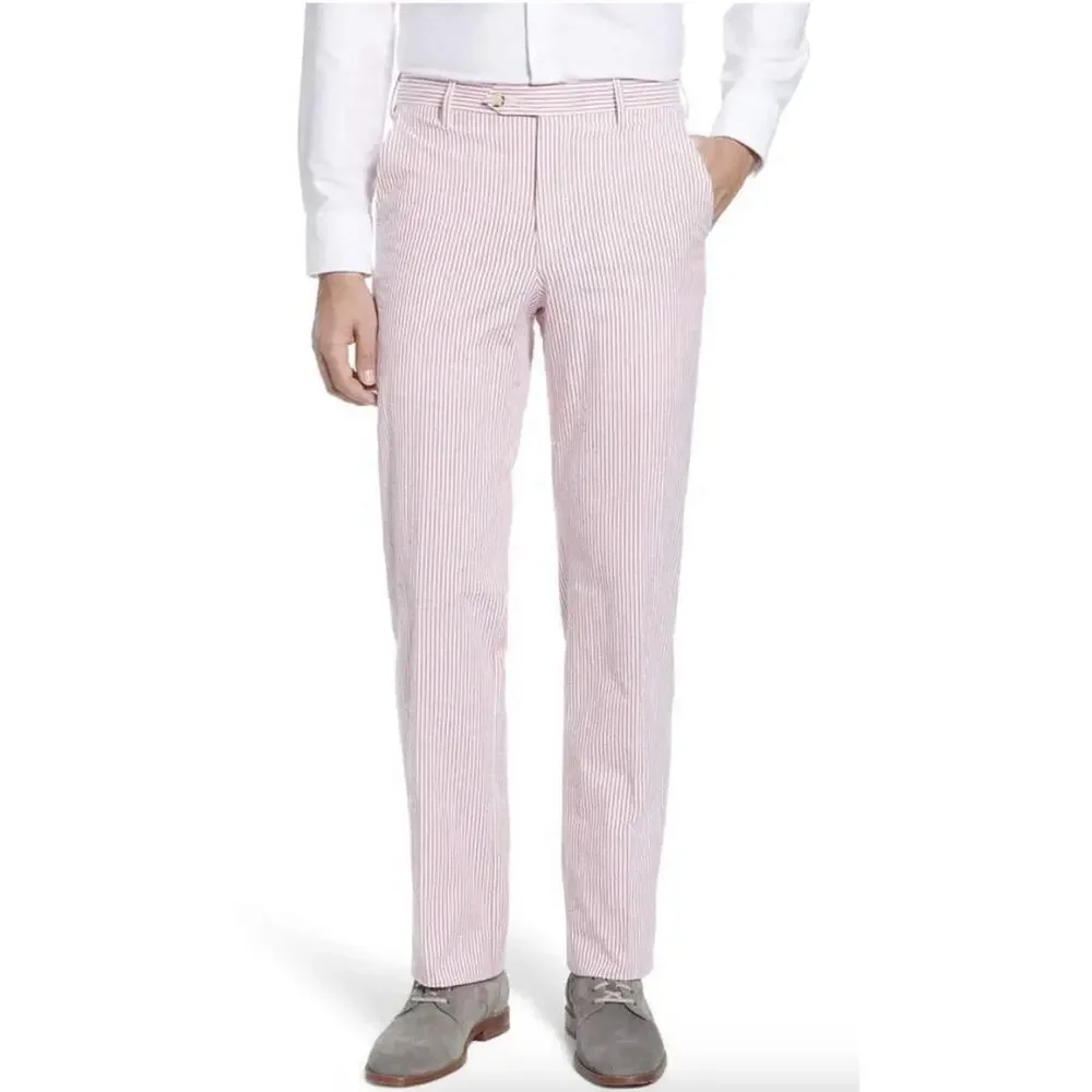 Country Club Prep Pink Seersucker Pants Men 34x32 Derby Wedding Preppy Golf prep